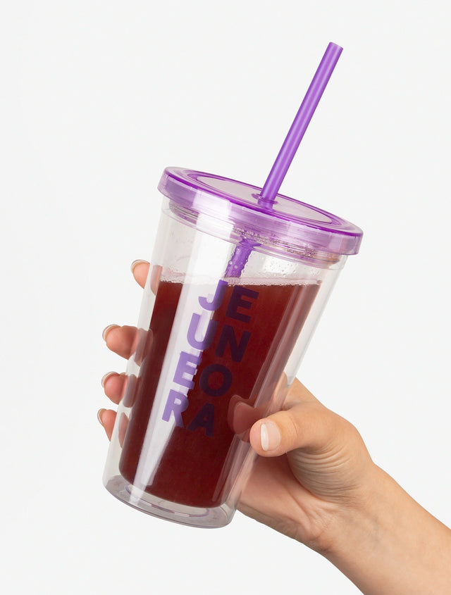 handing holding Reusable Tumbler with beauty brain nootropic powder